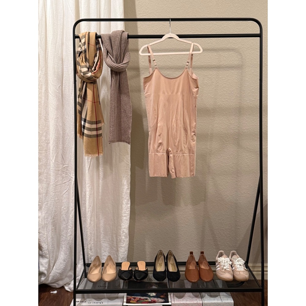 Spanx OnCore Mid-Thigh Bodysuit Nude Beige Open Bust Shapewear XL 10156R Womens